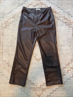 LOFT Brown Faux Leather Pants